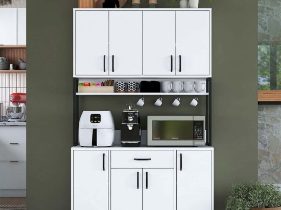 Ντουλάπι Κουζίνας 893RAN5443 120x40x198,6cm White Μοριοσανίδα, Μελαμίνη