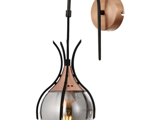 Φωτιστικό Τοίχου - Απλίκα 301AUR1526 Φ18x40cm 1xE27 6W Black-Copper Opviq