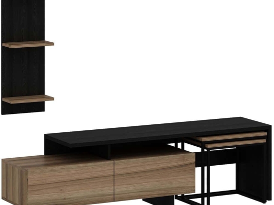 Σύνθεση Τηλεόρασης Με Ζιγκόν Vera 506MNR1139 180x40x50cm Black-Oak