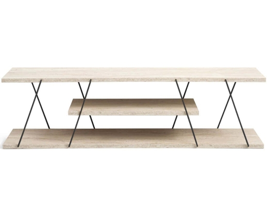 Έπιπλο Τηλεόρασης Canaz 854KLN3087 120x30x33cm Travertine Beige-Black