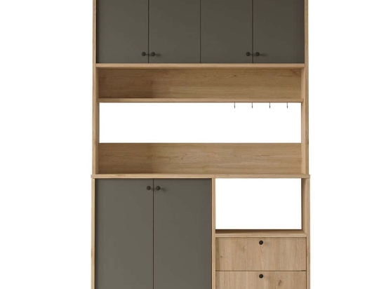 Ντουλάπι Κουζίνας 956LCS3571 120x35,5x205cm Oak-Anthracite Μοριοσανίδα, Μέταλλο
