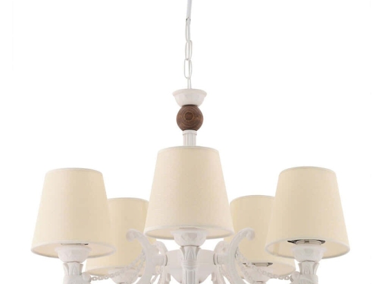 Φωτιστικό Οροφής Fiona Wood 390FLH2317 55x65cm 5xE27 40W Cream-White Opviq