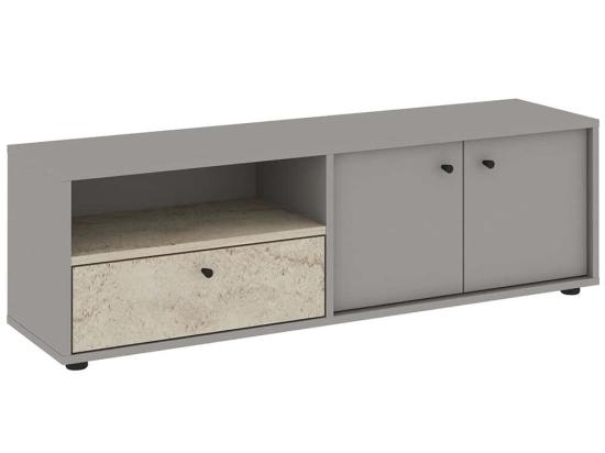 Έπιπλο Tηλεόρασης Pao 382NRC2520 136x35x42cm Travertine Beige-Grey