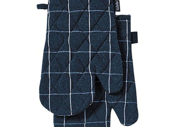 Γάντια Κουζίνας Navy Eco Check (Σετ 2Τμχ) 40325 18x33cm Blue-White Ladelle 100% Βαμβάκι