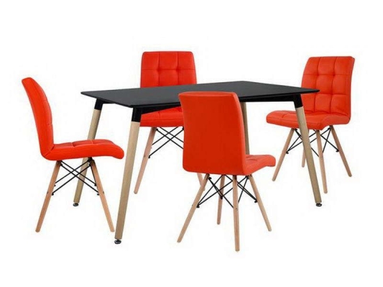 Σετ Τραπεζαρίας 5τμχ HM10221 Φυσικό-Μαύρο 120x80x73cm 4 Θέσεων