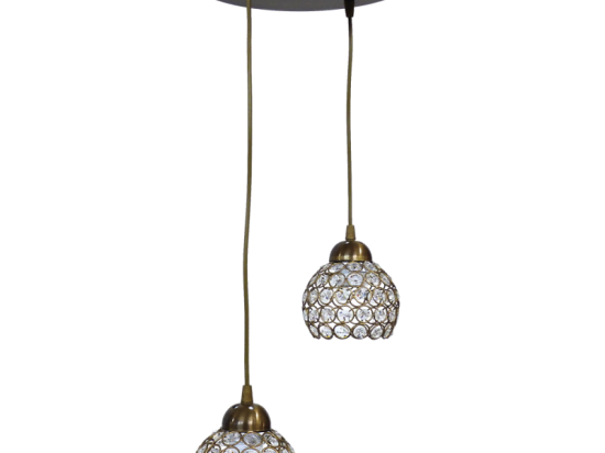 Φωτιστικό Οροφής Chris/2L Pendel Bronze 01-0262 Heronia Κρύσταλλο,Μέταλλο