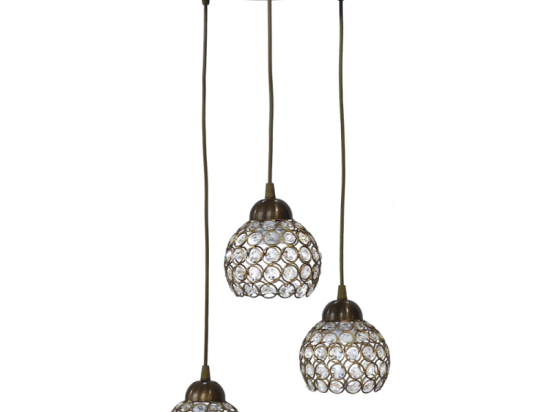 Φωτιστικό Οροφής Chris/3L Pendel Bronze 01-0263 Heronia Κρύσταλλο,Μέταλλο