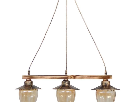Φωτιστικό Οροφής - Ράγα R-98 Cable 30-0069 3/Ε27 Φ18,5x70x80cm Natural Wood Honey Heronia