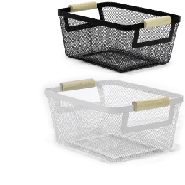 ΚΑΛΑΘΙ ΜΑΥΡΟ/ΛΕΥΚΟ ΜΕΤΑΛΛΟ/ΞΥΛΟ 26X11X17.5CM ΣΕ 2 ΧΡΩΜΑΤΑ