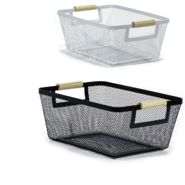 ΚΑΛΑΘΙ ΛΕΥΚΟ/ΜΑΥΡΟ ΜΕΤΑΛΛΟ/ΞΥΛΟ 33X22X13.5CM 2ΤΜΧ ΣΕ 2 ΧΡΩΜΑΤΑ
