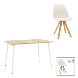 ΤΡΑΠΕΖΑΡΙΑ CUBA-CARON PAKOWORLD ΣΕΤ 5ΤΕΜ SONOMA-ΛΕΥΚΟ 120X80X75ΕΚ