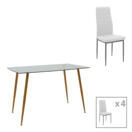 ΤΡΑΠΕΖΑΡΙΑ CUBA-PARKER PAKOWORLD ΣΕΤ 5ΤΕΜ SONOMA-ΛΕΥΚΟ 120X80X75ΕΚ
