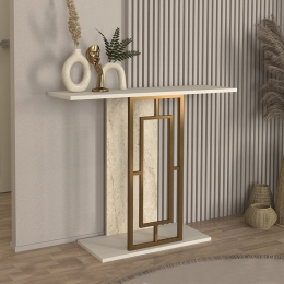 ΚΟΝΣΟΛΑ ALDERAS MEGAPAP ΧΡΩΜΑ ΛΕΥΚΟ - TRAVERTINE - ΧΡΥΣΟ 90X29,6X76,8ΕΚ.