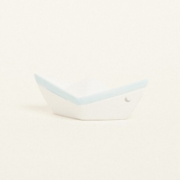 Beauty Home ΚΕΡΑΜΙΚΟ ΚΑΡΑΒΑΚΙ 7,5 x 3,5 x 3 cm ΛΕΥΚΟ / ΓΑΛΑΖΙΟ
