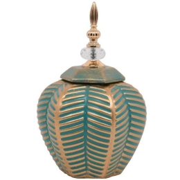 Διακοσμητικό Βάζο Με Καπάκι 373-122-815 29cm Veraman-Gold Κεραμικό