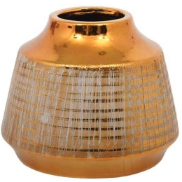 Διακοσμητικό Βάζο 08-221-201 16x16x12,5cm Gold-White Κεραμικό