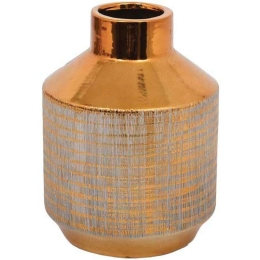 Διακοσμητικό Βάζο 08-221-203 12x12x16,2cm Gold-White Κεραμικό