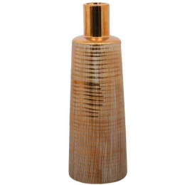 Διακοσμητικό Βάζο 08-221-200 12x12x34,7cm Gold-White Κεραμικό