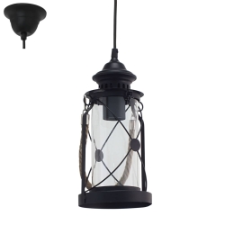 Φωτιστικό Οροφής Bradford 49213  Black Eglo Μέταλλο,Γυαλί