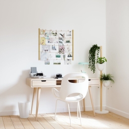 Ανθοστήλη 3 Θέσεων 1013880-668 White-Natural Umbra Μέταλλο,Ξύλο