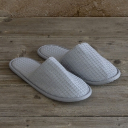 Παντόφλες Ξενοδοχείου Πικέ Eva Sole Grey 100% Βαμβάκι One Size 100% Βαμβάκι