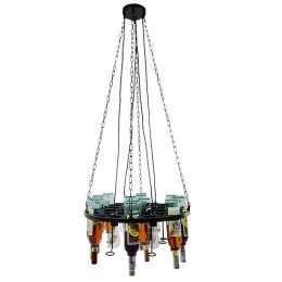 Φωτιστικό Οροφής Vineyard 10001139 Μπουκάλια 4xΕ27 Φ60x20cm Black GloboStar
