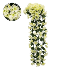 Τεχνητό Κρεμαστό Φυτό Phlox 78056 30x30x80cm Green-White GloboStar Polyester,Πλαστικό