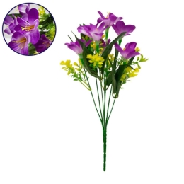 Διακοσμητικό Μπουκέτο Rain Lily 09084 15x15x33cm Yellow-Purple GloboStar Πλαστικό