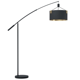 Φωτιστικό Δαπέδου Tortola 1 39966 183x45x203cm 3xE27 40W Black-Brass Eglo Ατσάλι,Ύφασμα