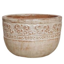 Κασπώ Πήλινο 06-00-21275-L Φ54x36cm Ecru-Terracotta Marhome Πηλός