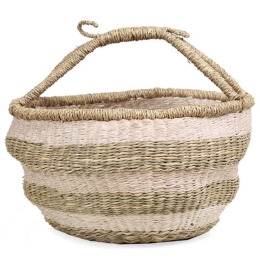 Καλάθι July Με Χερούλι 0510071 (39x20/33) Natural-White Soulworks Seagrass
