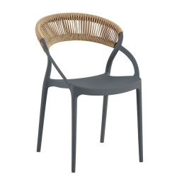 Πολυθρόνα Στοιβαζόμενη Dora Ε3151,4 60x53x80cm Anthracite-Natural