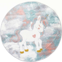 Χαλί Kiddie Unicorn 160-B805AX6 Round Pink-Grey Ezzo 160X160 Round