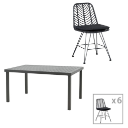 Τραπεζαρία Κήπου Naoki-Kliton II 200-000884 (Σετ 7Τμχ) Black-Anthracite 7 Θέσεων