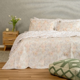 Παπλωματοθήκη Aisha Aqua-Grey Melinen Υπέρδιπλo 225x245cm 100% Βαμβάκι