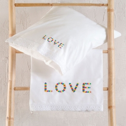 Σεντόνια Βρεφικά Love (Σετ 3τμχ) Multi Ρυθμός Κούνιας 105x160cm 100% Βαμβάκι