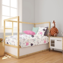 Παπλωματοθήκη Βρεφική Rainbow 575 White-Pink DimCol 120x160cm 100% Βαμβάκι