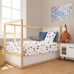 Παπλωματοθήκη Βρεφική Village 579 White-Green DimCol 120x160cm 100% Βαμβάκι