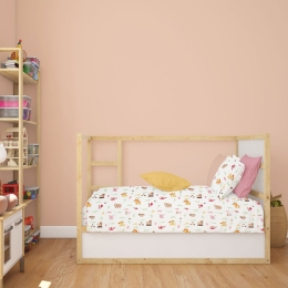 Κατωσέντονο Βρεφικό Με Λάστιχο Forest Animals 571 White-Pink DimCol Κούνιας 70x155cm 100% Βαμβάκι