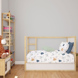 Σεντόνι Βρεφικό Rainbow 574 White-Blue DimCol Λίκνου 80x110cm 100% Βαμβάκι