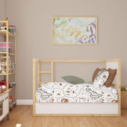 Σεντόνι Βρεφικό Countryside 580 White-Mint DimCol Λίκνου 80x110cm 100% Βαμβάκι