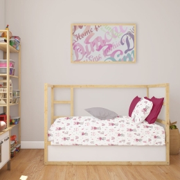 Σεντόνι Βρεφικό Cloudy Bear 582 White-Pink DimCol Λίκνου 80x110cm 100% Βαμβάκι