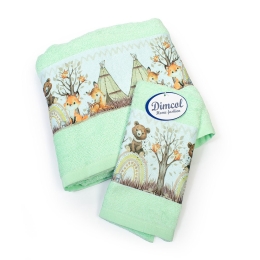 Πετσέτες Βρεφικές Forest Animals 337 (Σετ 2τμχ) Mint DimCol Σετ Πετσέτες 70x140cm 100% Βαμβάκι
