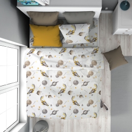 Παπλωματοθήκη Παιδική Space Mission 183 White-Grey DimCol Μονό 160x240cm 100% Βαμβάκι