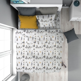 Παπλωματοθήκη Παιδική Seabirds 578 White-Grey DimCol Μονό 160x240cm 100% Βαμβάκι