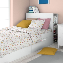 Σεντόνια Παιδικά Forest Animals 571 (Σετ 3τμχ) White-Pink DimCol Μονό 160x240cm 100% Βαμβάκι