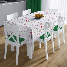 Καρέ Αλέκιαστο Daisies 463 White-Pink DimCol 90X90cm 90x90cm Βαμβάκι-Πολυέστερ