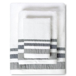 Πετσέτες Plade (Σετ 3Τμχ) 02.530.10 White-Grey Cryspo Trio Σετ Πετσέτες 70x140cm 100% Βαμβάκι