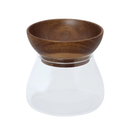 Δοχείο Αποθήκευσης Με Καπάκι 119 65.000.222 11,6x11,6cm Clear-Brown Cryspo Trio Ξύλο,Γυαλί