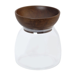 Δοχείο Αποθήκευσης Με Καπάκι 120 65.000.223 11,3x13,6cm Clear-Brown Cryspo Trio Ξύλο,Γυαλί